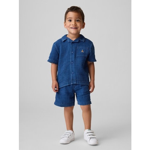 Baby & Toddler Cotton Gauze Denim Outfit Set