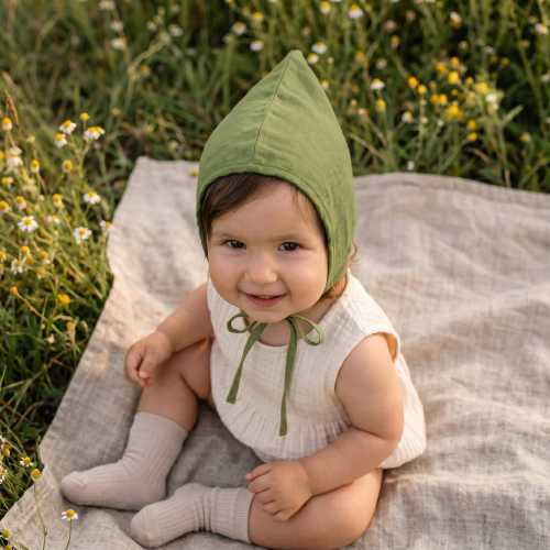 Linen Baby Bonnet, Pixie bonnet for baby, Baby Linen Hat, Toddler Bonnet, Newborn Bonnet, Baby Sun Bonnet, Sage Baby Bonnet,Natural baby hat