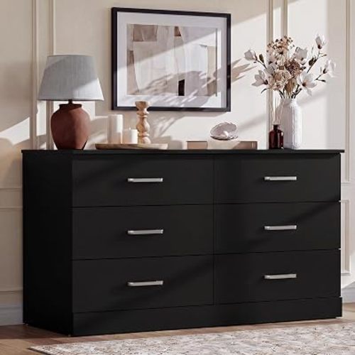YESHOMY 6 Dressers for Bedroom, Chest of Drawers, Dark Black