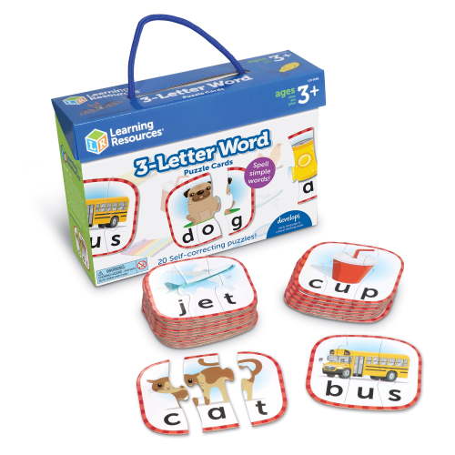 Learning Resources 3-Letter Word Puzzle Cards Kindergarten Readiness Boys Girls Age 3 and Up