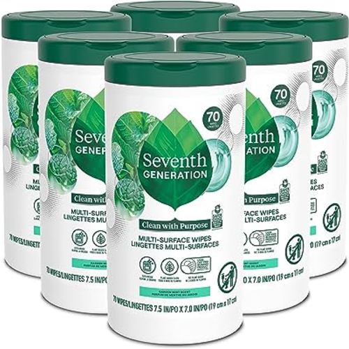 Seventh Generation Multi-Surface Wipes, Garden Mint scent, 70 ct, Pack of 6