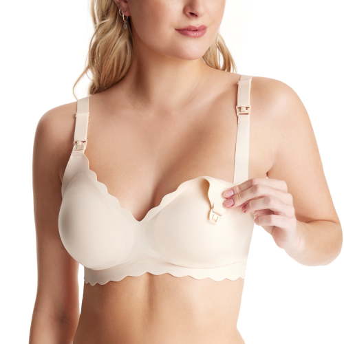 Momcozy Nursing Bras for Breastfeeding, Seamless Pregnancy Maternity Bra Wireless Classic Jelly Strip Support Nursing Bra