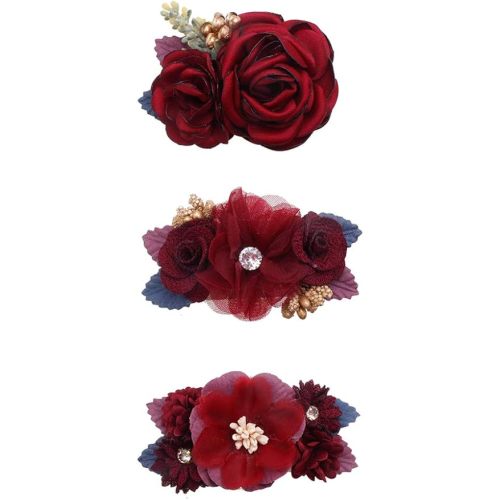Flower Hair Clips Set-Cherrboll 3pcs Floral Hair Bow Accessories for Baby Girl Toddles Teen Gifts