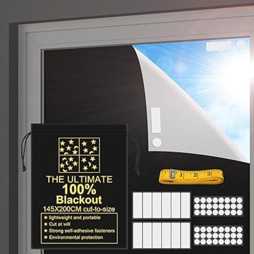 Portable Blackout Shades (79" x 57") Window Curtains, 100% Blackout Material Temporary Blinds for Baby Nursery, Bedroom, Dorm Room, Office or Travel Use