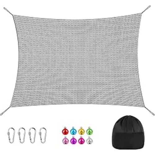 Double Layers Climbing Cargo Net - 9.9FT x 14.8FT Heavy Duty Playground Safety Net for Kids Backyard, Tree Fort & Jungle Gyms | Treehouse Accessories with Storage Bag & Carabiners (Black)