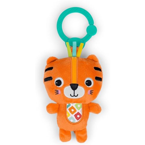 Bright Starts Jingle Joy Reach & Rattle Toy for Stroller - Tiger with Chime Sounds - Unisex, Newborn +