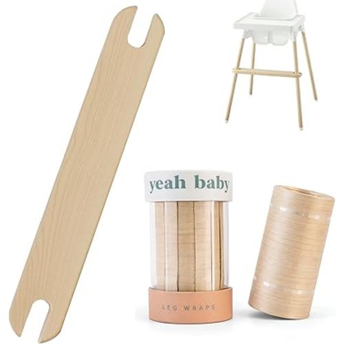 Yeah Baby Goods Adjustable Footrest & Leg Wraps for IKEA Antilop High Chair (Birch) - Attachable Foot Rest for High Chair w/Support Clamps - Stylish IKEA High Chair Accessories w/Easy Self-Adhesive