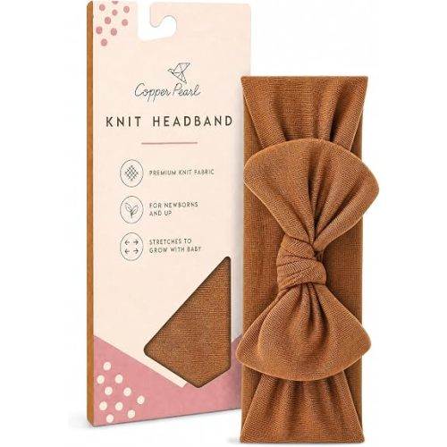 Copper Pearl Baby Bows: Soft and Stretchy Headbands for Baby Girls, Newborn and Toddler Hair Bows and Accessories, Stylish Bow Headband, Camel