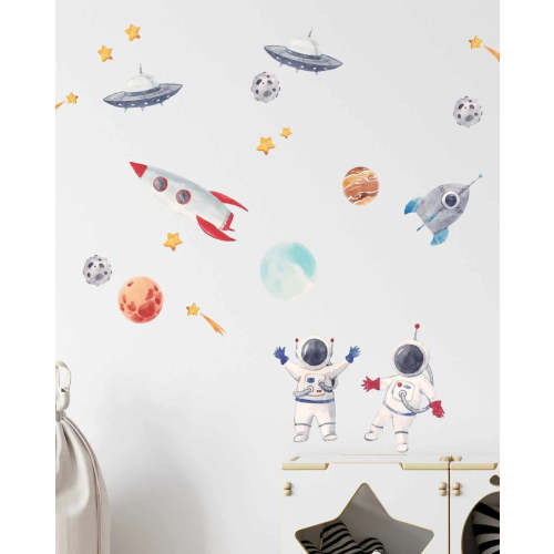 Outerspace Planets & Astronauts Fabric Removable Wall Decals