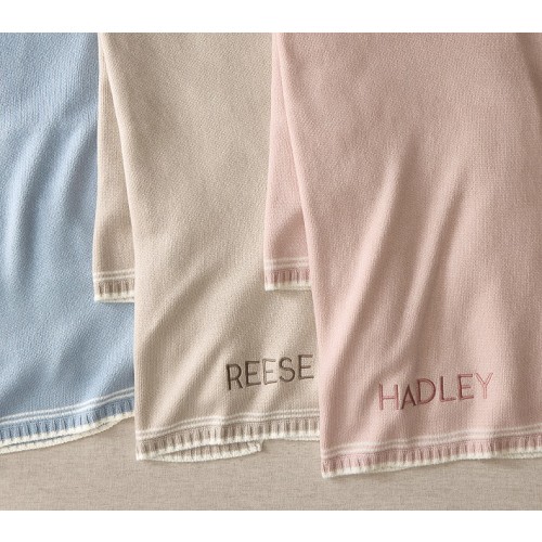 Preppy Soft Touch Knit Border Baby Blanket