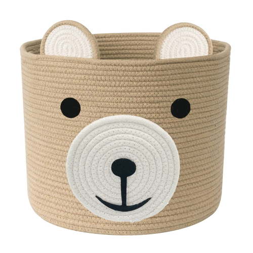 Bear Laundry Baskets Laundry Hamper Storage Basket with Handles,Decorative Basket for Living room,Woven Storage Basket for Toys Bin Pillows Blankets Clothes(Light Khaki)