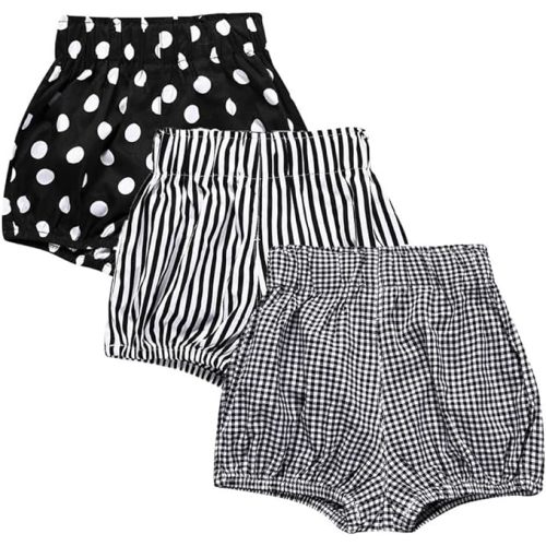 MYGBCPJS Baby Girls Boys 3 Pack Cotton Linen Blend Cute Bloomer Shorts Loose Harem Shorts