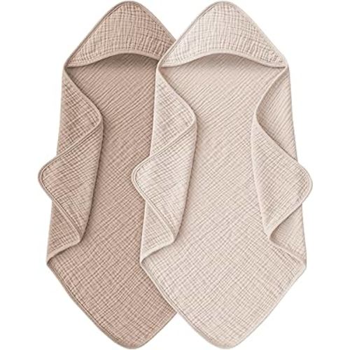 Muslin Baby Towels with Hood for Newborn 100% Cotton Baby Bath Towels Soft & Absorbent Hooded Baby Towel for Boys and Girls, Large Size - 32 * 32 Inches