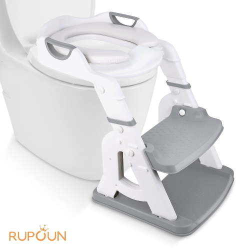 RUPOUN Potty Training Seat 2-in-1 with 2 Step Ladder Foldable and Adjustable Height
