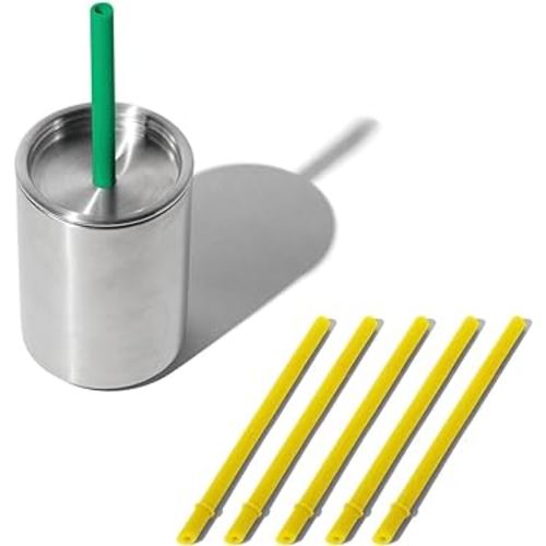 Avanchy Baby Cup with 5 Straws, Training Sippy Cups for Infant to Toddler Kids, Baby Led Weaning, 6+ Months, Stainless Steel, Green