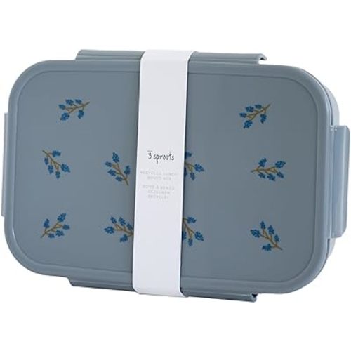 3 Sprouts Recycled Plastic Bento Box for Kids - Premium Eco-Friendly Kids Bento Lunch Box - Leakproof Kid Toddler Lunch Boxwith Multiple Compartments, Microwave & Dishwasher Safe - Blueberry Blue
