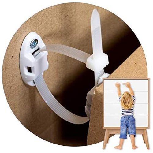 12-Pack Heavy-Duty Anti-Tip Furniture Straps - Inaya - Home Furniture Wall Anchors for Baby Proofing Dressers, Cabinets, Closets, Bookshelves and TVs - Child Safety Secure Mount Anchors