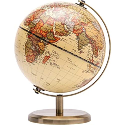 Annova Antique Globe Dia 5.5-inch / 14CM - Educational/Geographic/Modern Desktop Decoration - Stainless Steel Arc and Base - for School, Home, and Office (Antique 5.5“) (Brown-1)