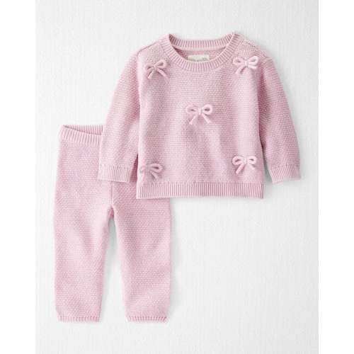 Baby Girl 2-Piece Organic Cotton Bow Knit Sweater & Pant Set - Little Planet | Carter's