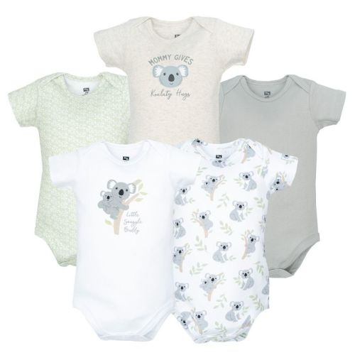 Hudson Baby Infant Cotton Bodysuits 5-Pack, Koala Hugs, 0-3 Months