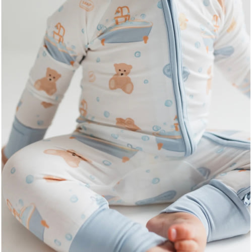 Blue Bath Time Zipper Romper – In My Jammers