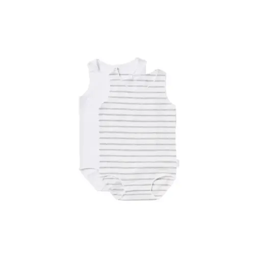 Bonds 2 Pack Wonderbodies Singlet Suit Grey/White | Baby Bunting AU