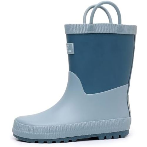 RAINANGEL Toddler Rain Boots with Easy-On Handles, Waterproof Kids Rain Boots for Girls & Boys, Fun Printed & Colors Unisex-Child Outdoor Boots
