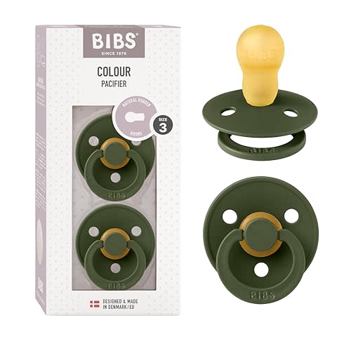 Bibs Colour Pacifier 2-Pack | BPA Free Soother, Round Nipple. Natural Rubber Latex,