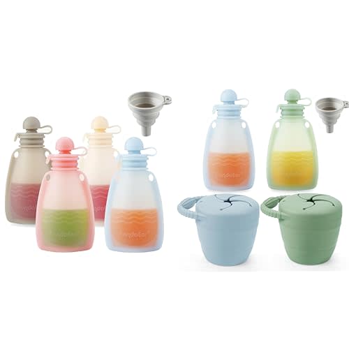 PandaEar 6 Pack Baby Food Pouches & 2 Pack Snack Containers