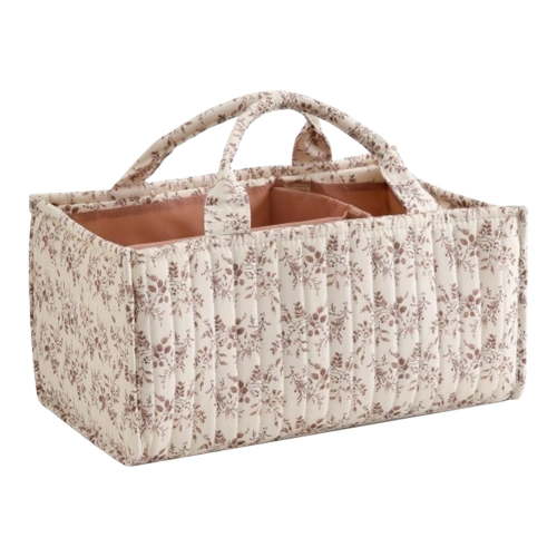 Floral Baby Diaper Caddy Organizer, Polyester Nursery Storage Basket for Baby Shower (style1)