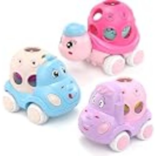 BeAndge Baby Girl Toy for 1-3, Push and Go Rattle Cars for Toddlers Gifts | Infant Toy Car 6-12 12-18 Month, Pink Cars for Babies 1 2 Year Old Girl, First Birthday Halloween Xmas Gift, Baby Sensory Toy