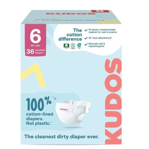 Kudos Chlorine Free Premium Diapers, Cotton-Lined, (Size 6, 36 Count)