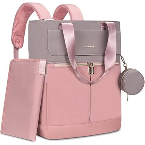 LOVEVOOK Diaper Bag Backpack,Diaper Tote Bag with Insulated Pockets,Baby Bag for Girl Boy with Changing Pad,Large Baby Diaper Bag with Pacifier Case,Anti-Theft Travel Backpack for Women,Pink-Gray