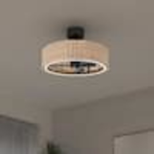 Artika Kalani 24 in. Indoor Black and Rattan 8 Steps CCT 18.7 in. Integrated LED Ceiling Fan with Remote Included FAN-KAR-HD2BL