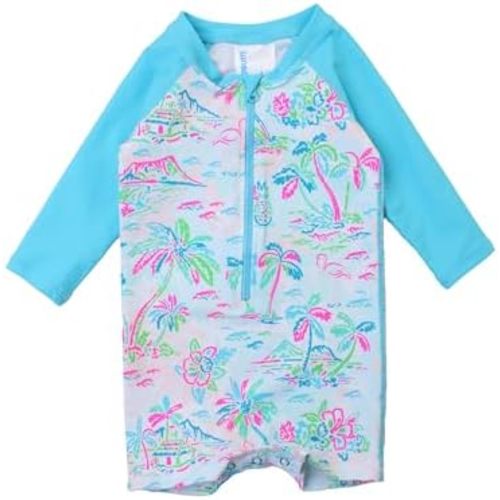 RUGGEDBUTTS Baby/Toddler Boy Swimsuit, One Piece Zipper Rash Guard Sunsuit with UPF 50+ Sun Protection