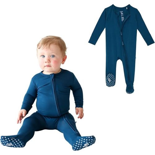 Posh Peanut Baby Boy Footie Pajamas - Soft Viscose Made from Bamboo 2 Way Zipper Sleepers & Onesies