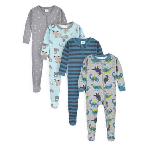 4-Pack Baby & Toddler Boys Dino & Artic Animals Snug Fit Footed Cotton Pajamas