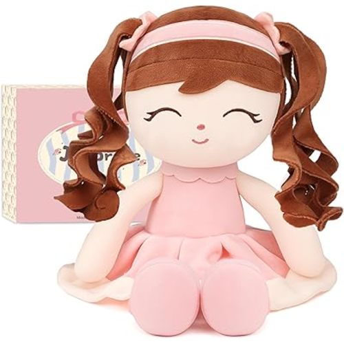 Soft Baby Doll Toys 16inch, Baby Rag Doll for One Year Old Girl Birthday Gift,Princess Style Plush Toys for Toddler Kids Infants (Pink)