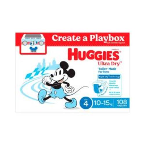 Huggies Ultra Dry Nappies Boys Size 4 (10-15kg) | 108 Pack