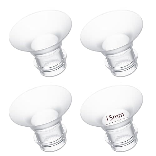 Momcozy Flange Insert 15mm Compatible with 24mm Flange/Shield of Most Pumps, Insert for Breast Pump Replacement Accessories, 4PCS 15mm