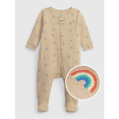 Baby 100% Organic Cotton First Favorite One-Piece in rainbow, size: 6-9 M