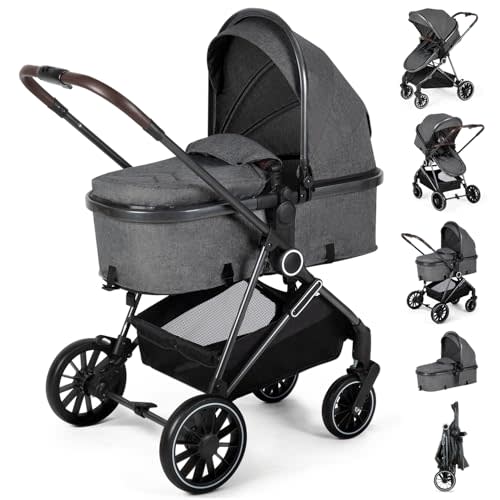 ANNA QUEEN 2 in 1 Baby Stroller,Folding High Landscape Infant Stroller,Reversible Pram, Convertible Pushchair for Infants and Newborns 0-36 Months