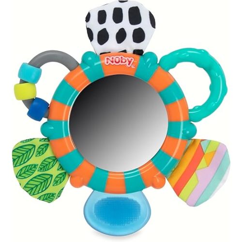 Nuby Look-at-Me Mirror Teether Toy, Teal/Orange Koala