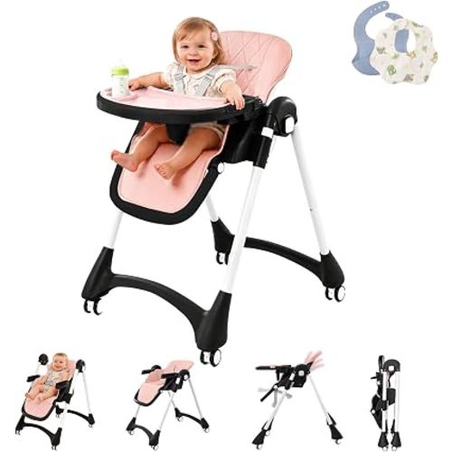 High Chairs for Babies and Toddlers, Pink Baby High Chair for Girls