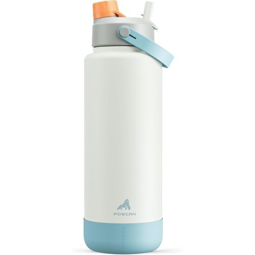 POWCAN 40 oz Insulated Water Bottle with 2-in-1 Straw and Spout Lid, Keep Cold 24H, Leak-Proof, BPA-Free, Double Wall Stainless Steel Water Bottle for Sports, Gym, Travel, and School (Be Free)