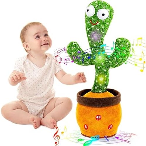 Ayeboovi Dancing Talking Cactus Baby Toys, Interactive Toy Repeating Records What You Say, Volume Adjustable Singing Cactus Toddler Toys with 120 Songs, Stocking Stuffers for Kids