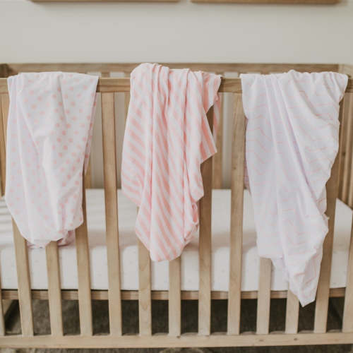 Pink Mini Crib Fitted Sheet Set