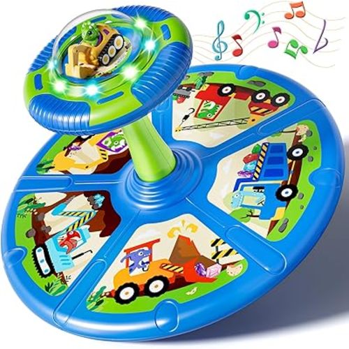 Lehoo Castle Dinosaur Sit and Spin Toys for Toddlers 2 3 4, Sit n Spin 360°