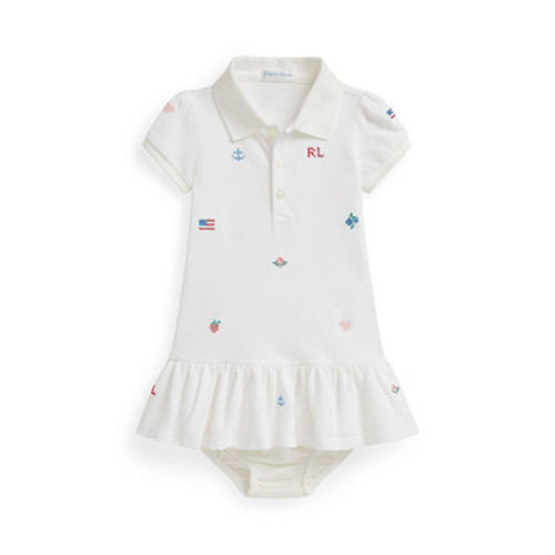 Baby Girls' Embroidered Polo Dress and Bloomer, 2-Piece Set