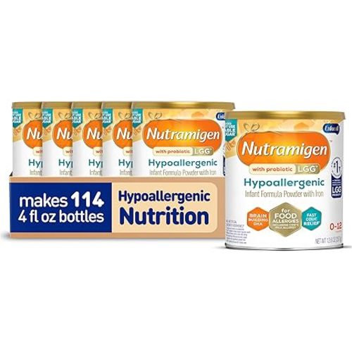 Enfamil Nutramigen Hypoallergenic Baby Formula with Iron, Lactose Free, Colic Relief from Cow's Milk Allergy Starts in 24 Hours, Brain Building DHA, Probiotic LGG for Immune Support, 12.6 Oz Can